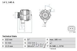 BOSCH Alternator for Vauxhall Vectra CDTi 150 Z19DTH 1.9 (04/2004-04/2008)