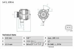 Genuine BOSCH Alternator for Vauxhall Vectra CDTi 150 Z19DTH 1.9 (04/04-07/08)